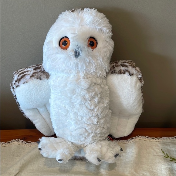 Plush Snowy Owl Toy - White and Brown - Picture 1 of 3